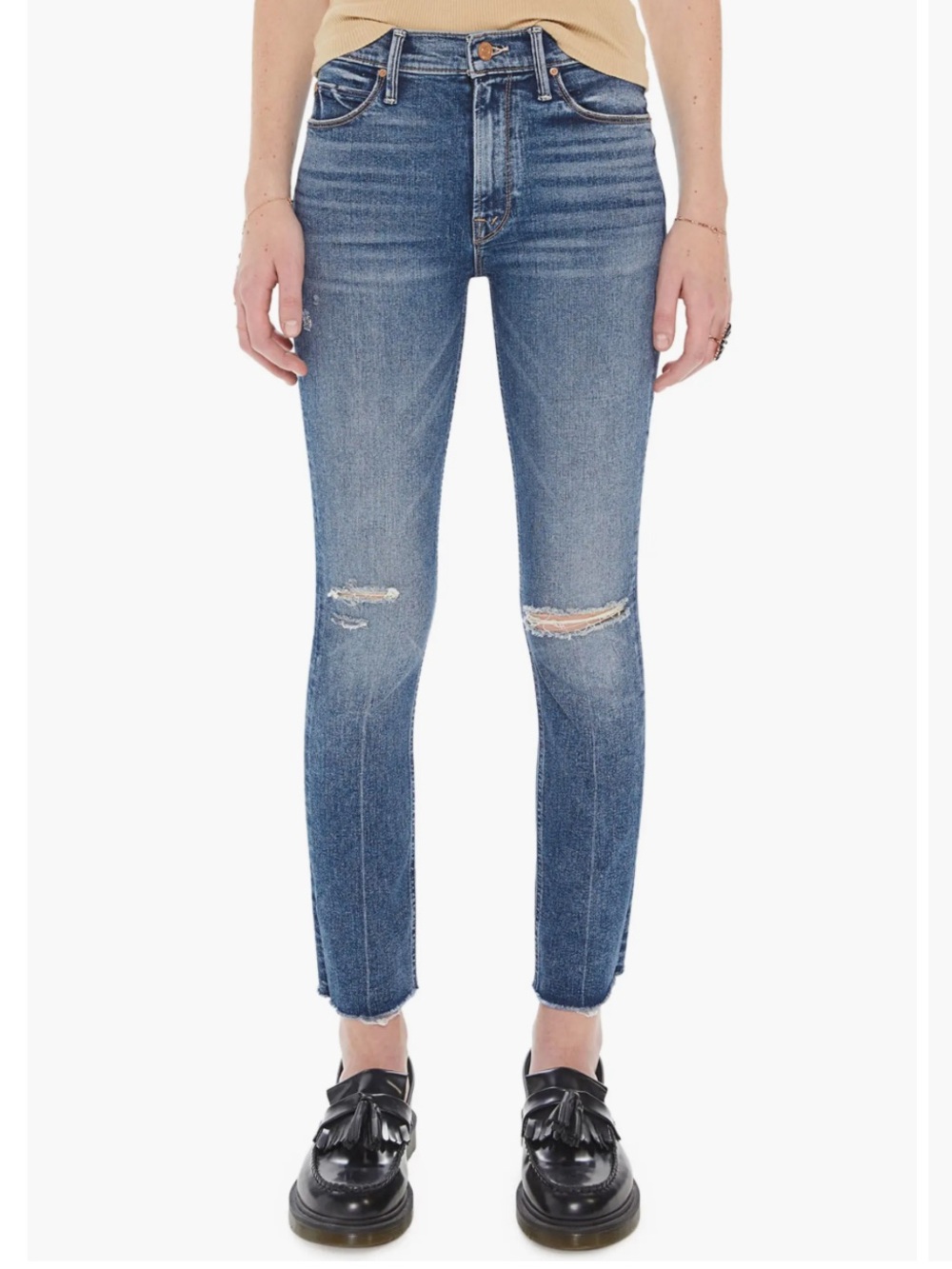 Mother The Mid Rise Dazzler Ankle Fray‎ Going in Circles Size 29 Blue Jean